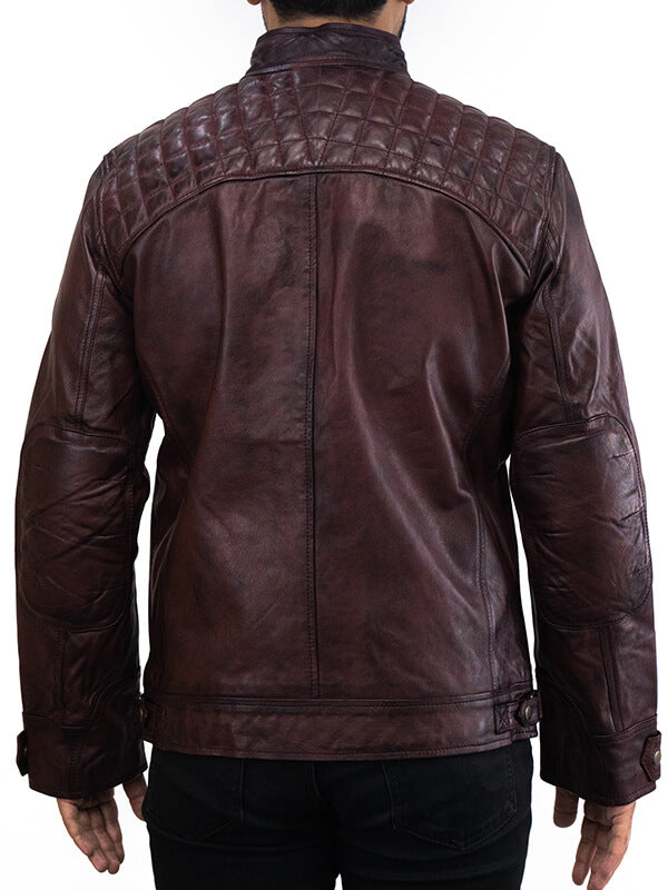 Mens Brown Quilted Leather Jacket