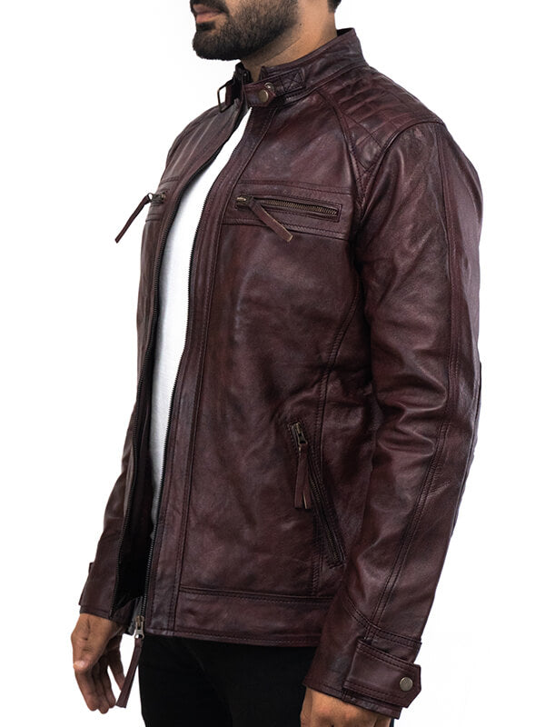 Mens Brown Quilted Leather Jacket