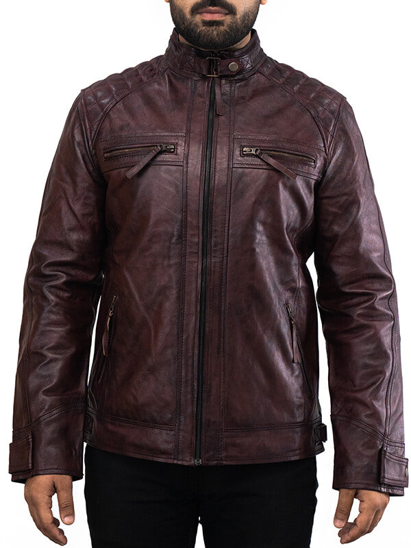 Mens Brown Quilted Leather Jacket