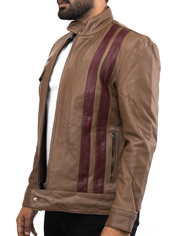 Mens Camel Brown Leather Jacket
