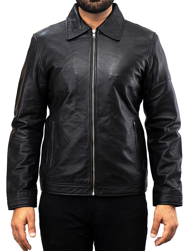 Mens Vintage Black Leather Jacket