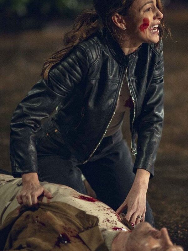 Michelle Keegan Fool Me Once 2024 Black Leather Jacket