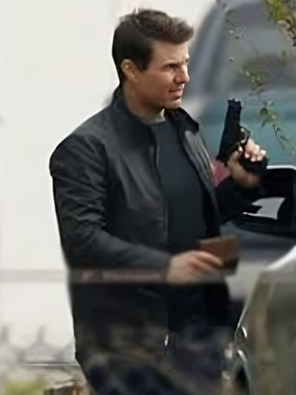 Mission Impossible Dead Reckoning 2023 Tom Cruise Black Leather Jacket