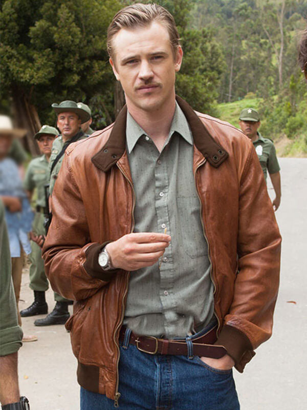 Narcos 2015 Season 1 Boyd Holbrook Brown leather Jacket