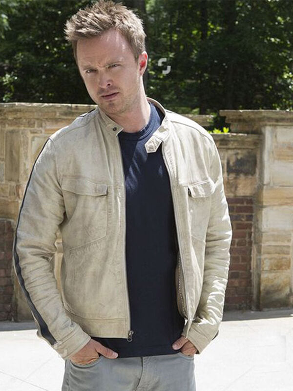 Need For Speed Aaron Paul White Leather Jacket