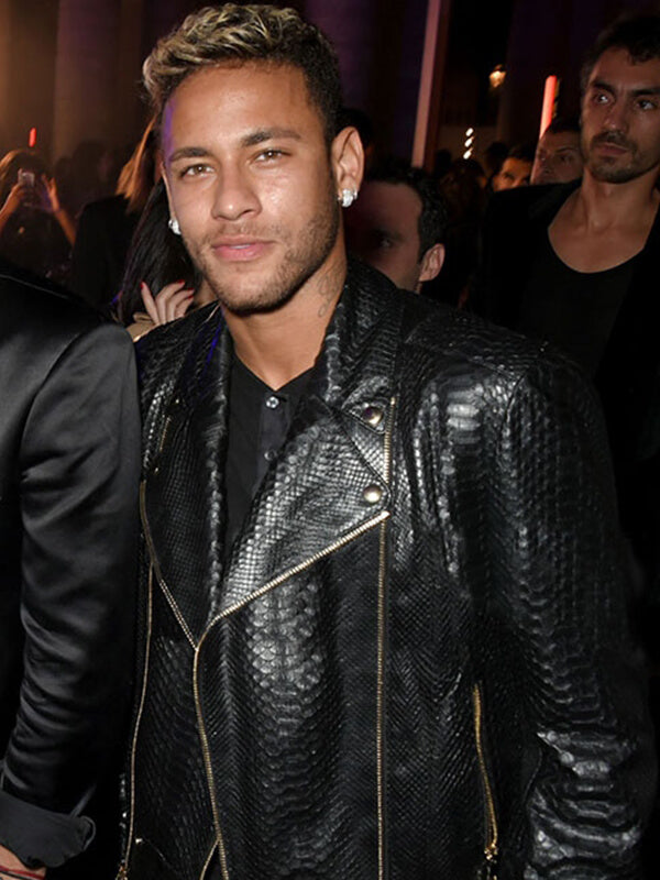 Neymar Black Leather Jacket