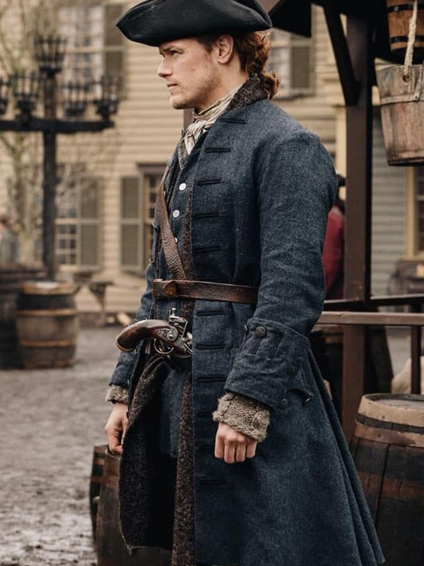 Outlander Jamie Fraser Grey Wool Coat.