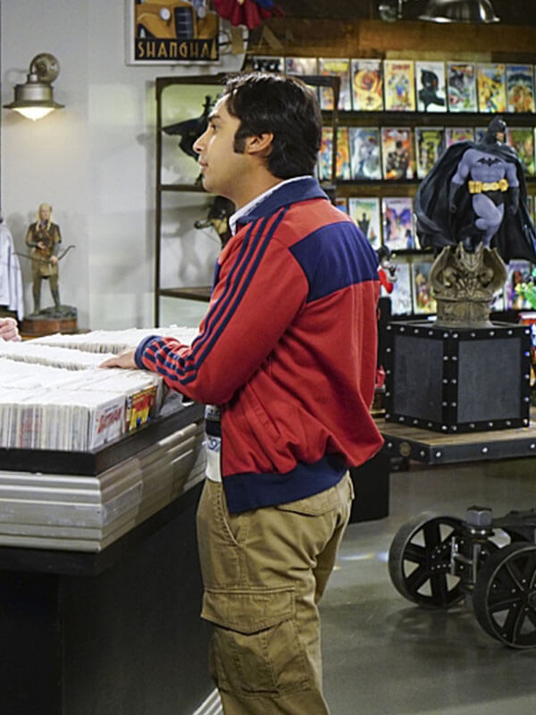 Raj Koothrappali Big Bang Theory Season 09 Red Zip Up Jacket
