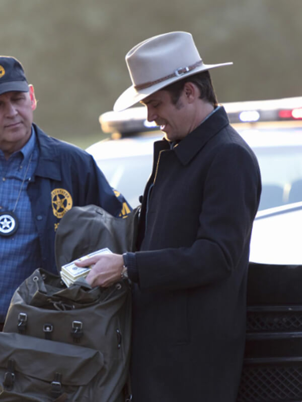 Raylan Givens justified 2010 Black Wool Trench Coat