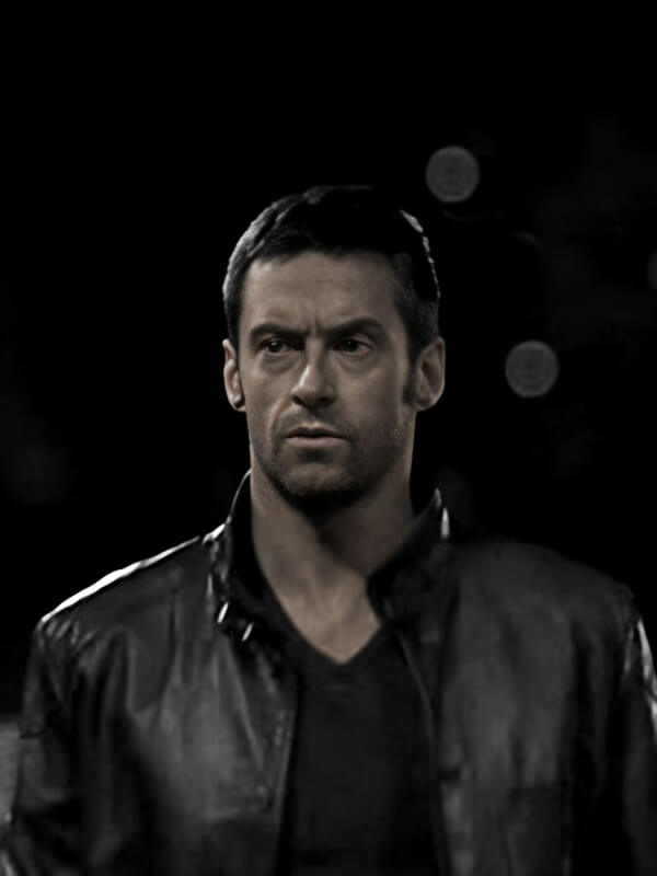 Real steel 2011 Hugh Jackman Black Leather Jacket