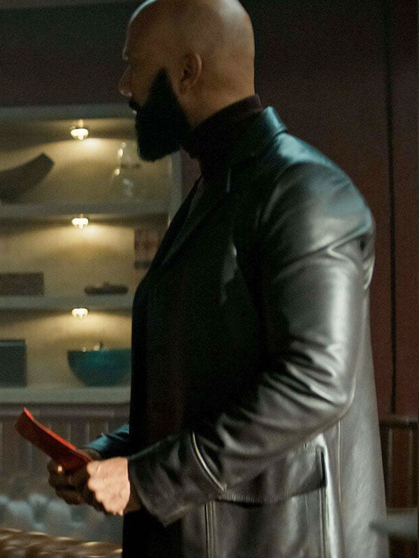 Robert Sims Silo Season 01 Black Leather Coat