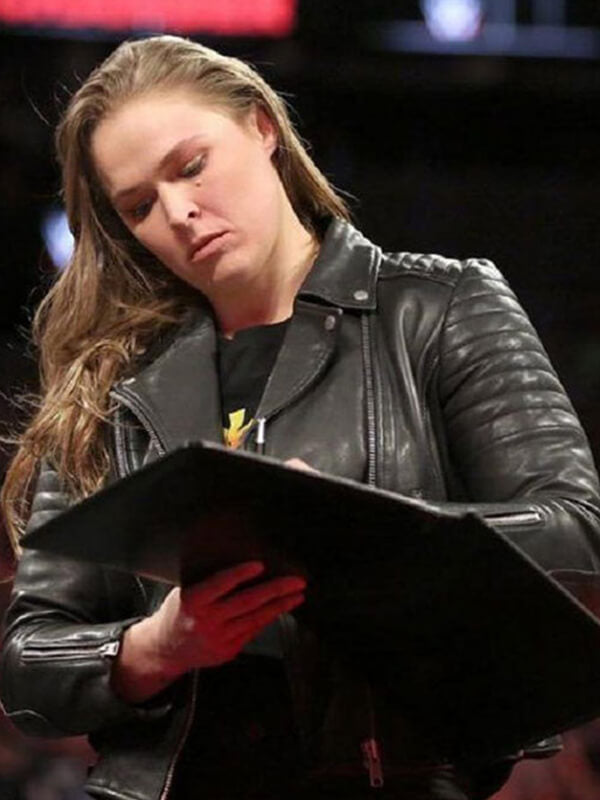 Ronda Rousey Black Quilted Leather Jacket