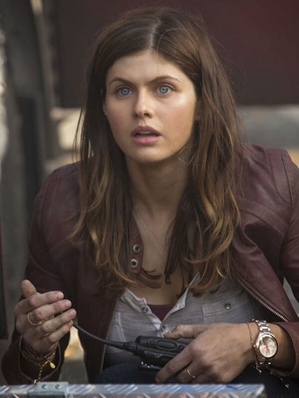 San Andreas 215 Alexandra Daddario Brown Leather Jacket