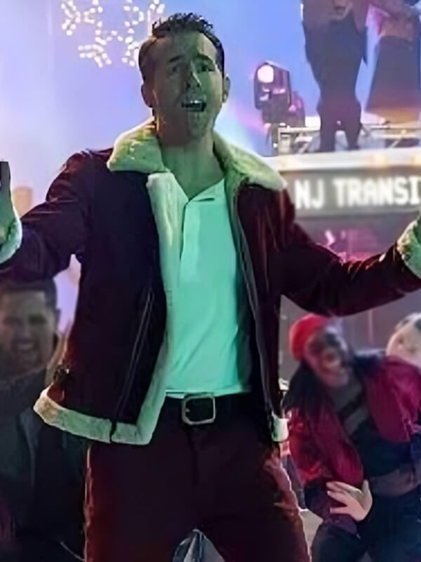 Spirited Ryan Reynold Red Suede Leather Jacket