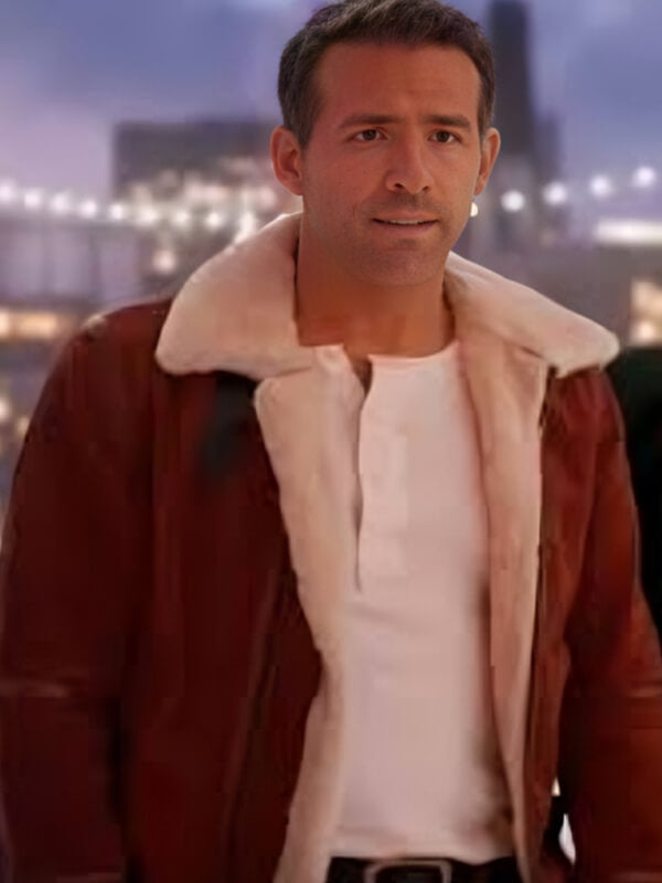 Spirited Ryan Reynold Red Suede Leather Jacket