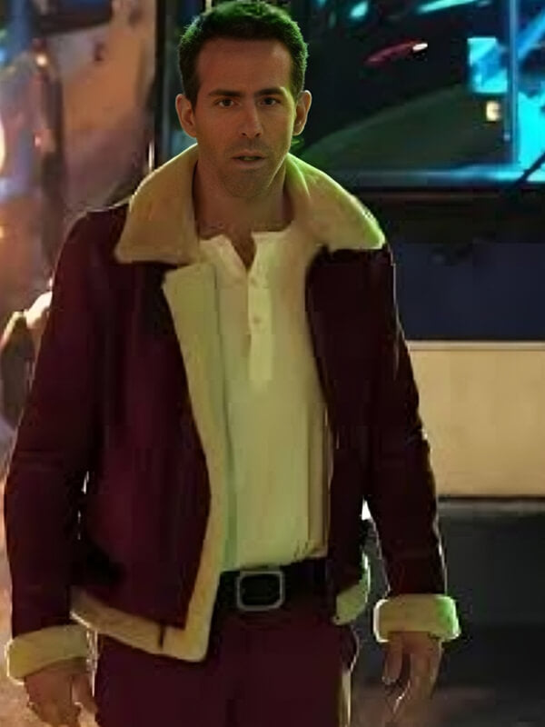 Spirited Ryan Reynold Red Suede Leather Jacket