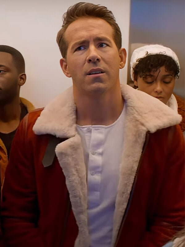 Spirited Ryan Reynold Red Suede Leather Jacket