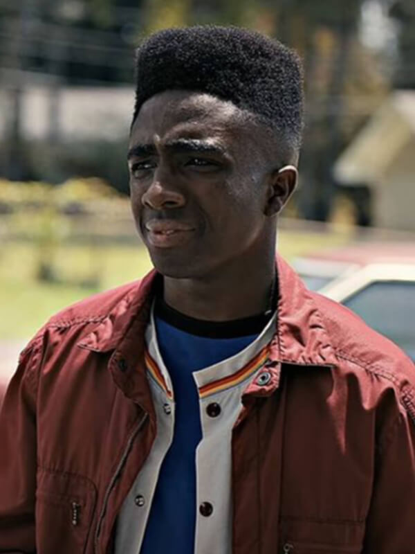 Stranger Things S4 Caleb McLaughlin Maroon Cotton Jacket