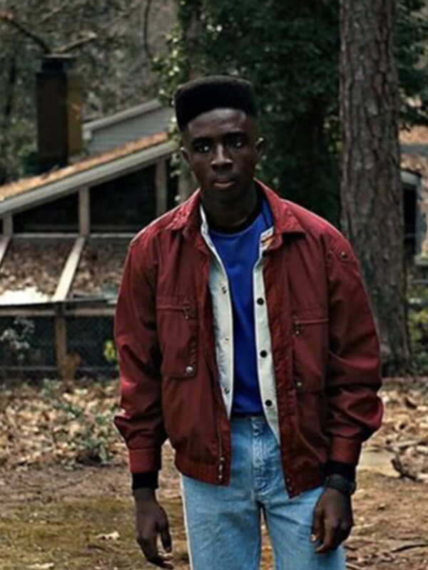 Stranger Things S4 Caleb McLaughlin Maroon Cotton Jacket
