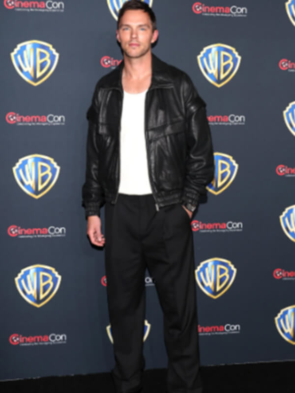 Superman 2025 Nicholas Hoult Black Leather Jacket