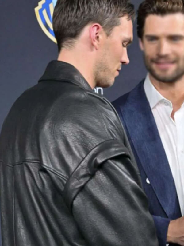Superman 2025 Nicholas Hoult Black Leather Jacket