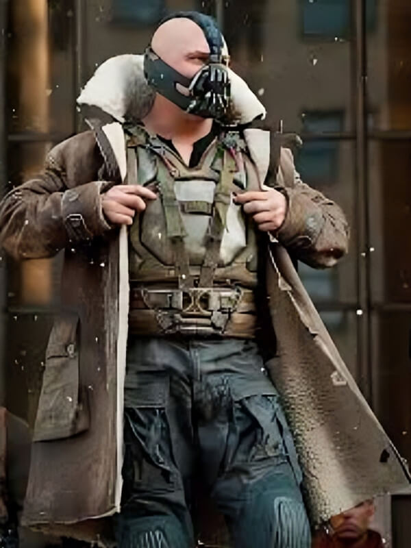 The Dark Knight 2012 Tom Hardy Brown Waxed Leather Coat