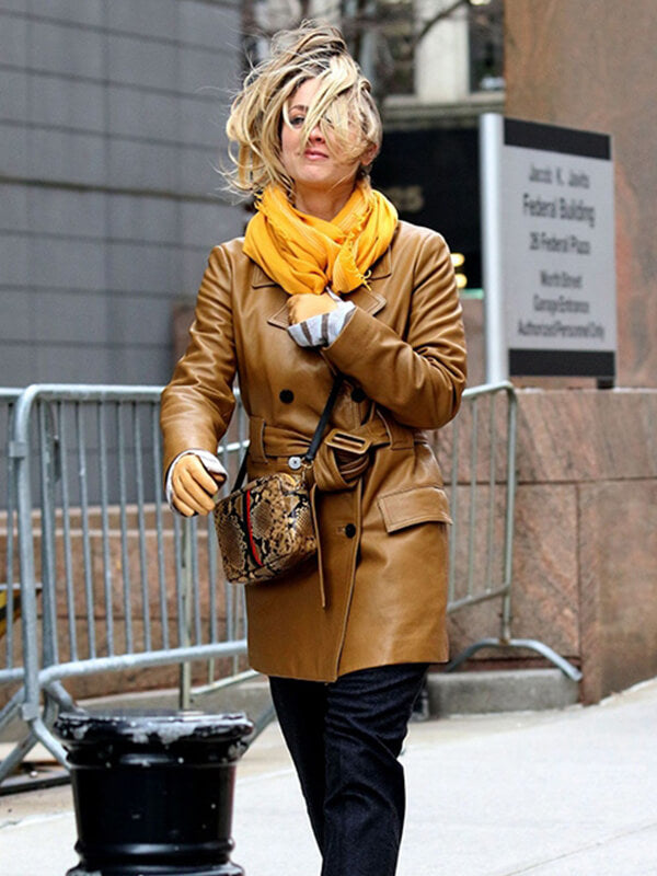The Flight Attendant 2020 Kaley Cuoco Brown Leather Jacket