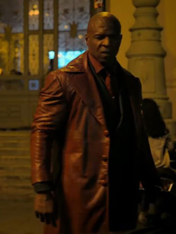 The Killer Game 2024 Terry Crews Maroon Long Coat