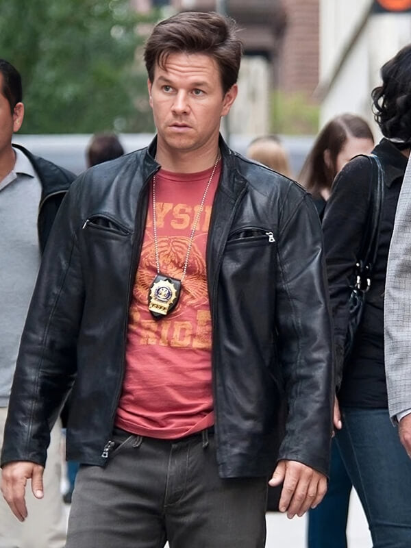 The Other Guys 2010 Mark Wahlberg Black Leather Jacket