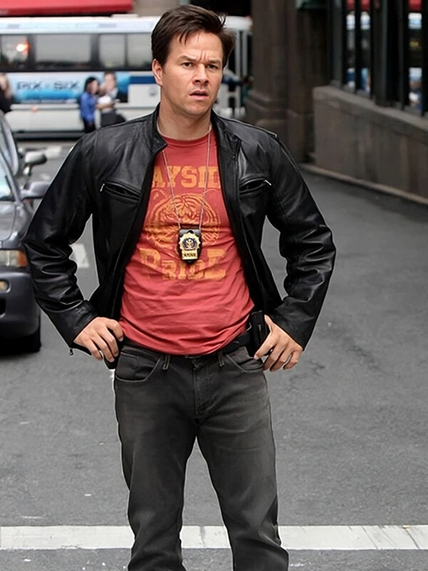 The Other Guys 2010 Mark Wahlberg Black Leather Jacket