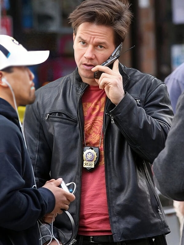 The Other Guys 2010 Mark Wahlberg Black Leather Jacket