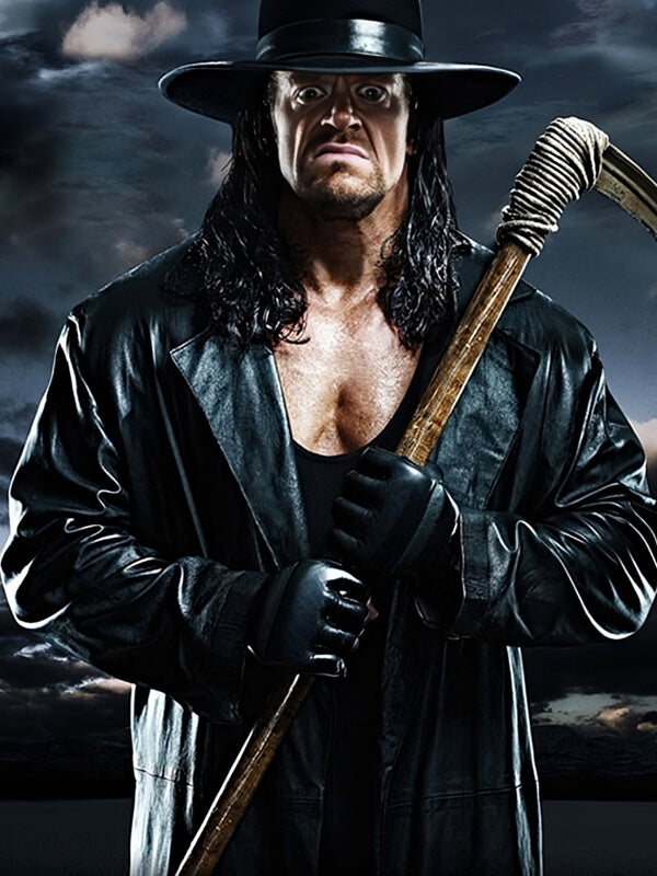 The Undertaker Black Leather Long Coat
