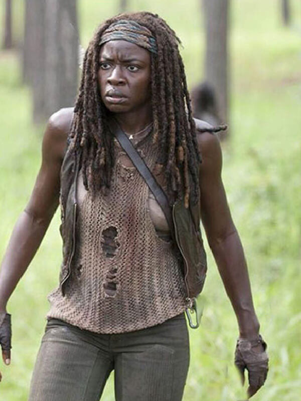 The Walking Dead 2010 Danai Gurira Brown Leather Vest