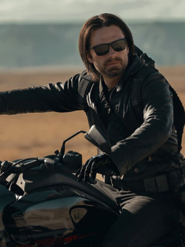 Thunderbolts 2025 Sebastian Stan Black Biker Leather Jacket