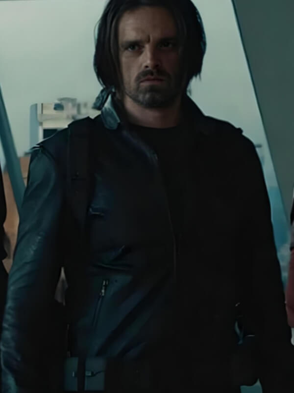 Thunderbolts 2025 Sebastian Stan Black Biker Leather Jacket