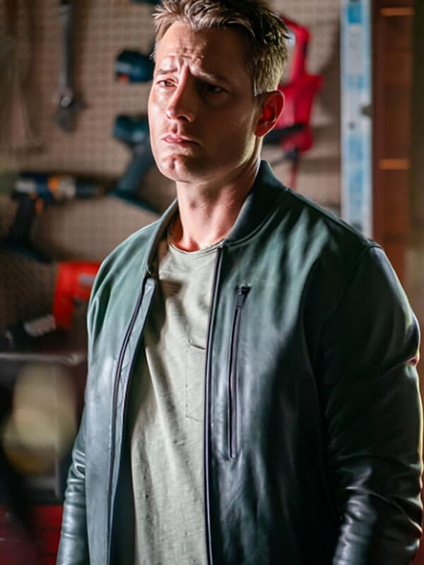 Trackder 2024 Justin Hartley Green Leather Jacket