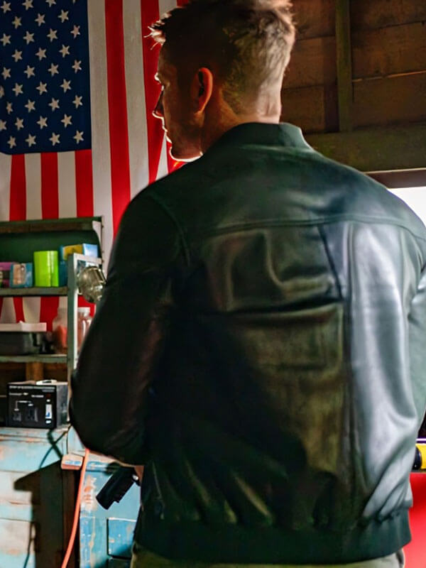 Trackder 2024 Justin Hartley Green Leather Jacket