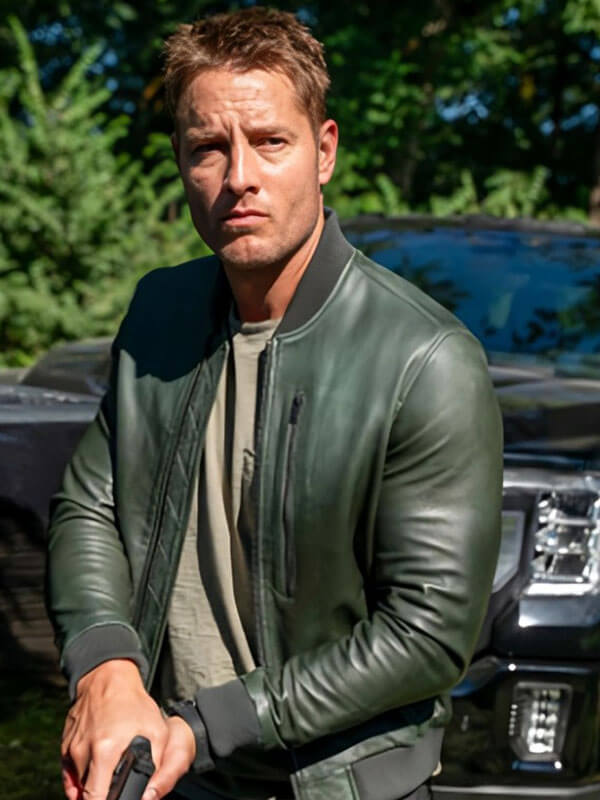 Trackder 2024 Justin Hartley Green Leather Jacket