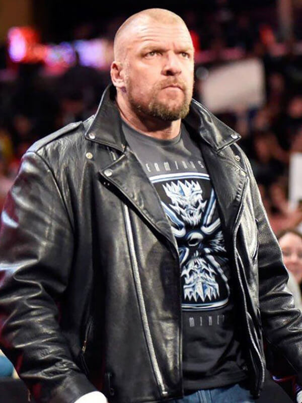 Triple H Black Leather Jacket