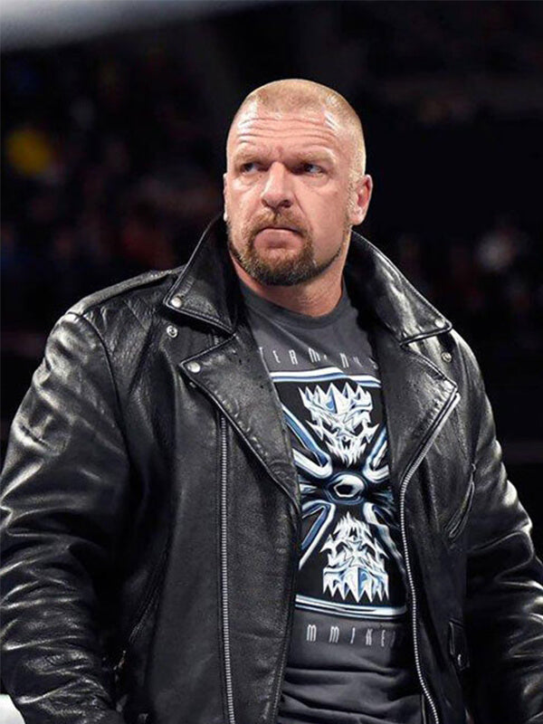 Triple H Black Leather Jacket