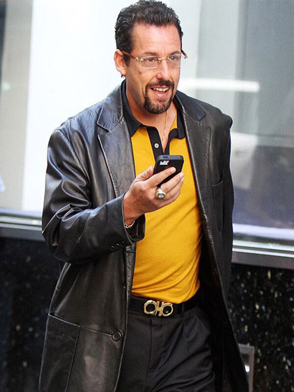 Uncut Gems 2019 Adam Sandler Black Leather Blazer