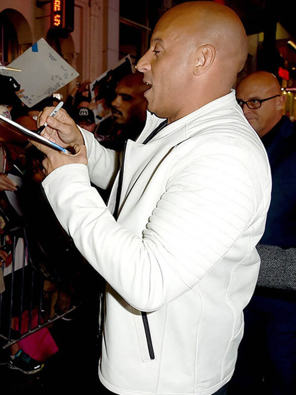 Vin Diesel White Quilted Leather Jacket