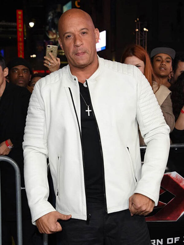 Vin Diesel White Quilted Leather Jacket