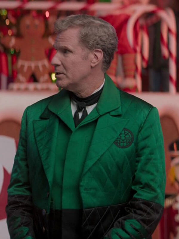 Will Ferrell Spirited Green And Black Quilted Coat