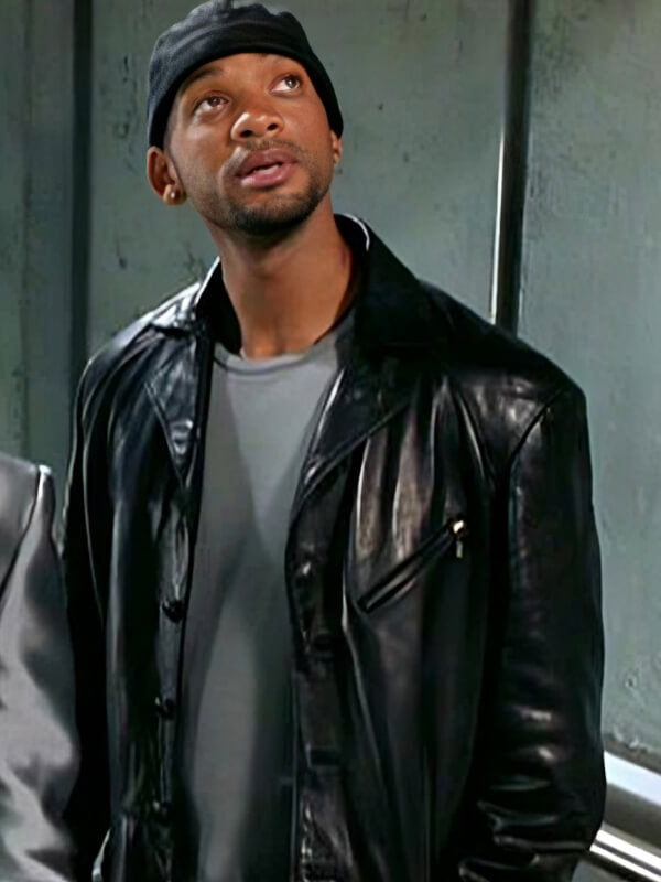 Will Smith I Robot 2004 Black Leather Long Coat