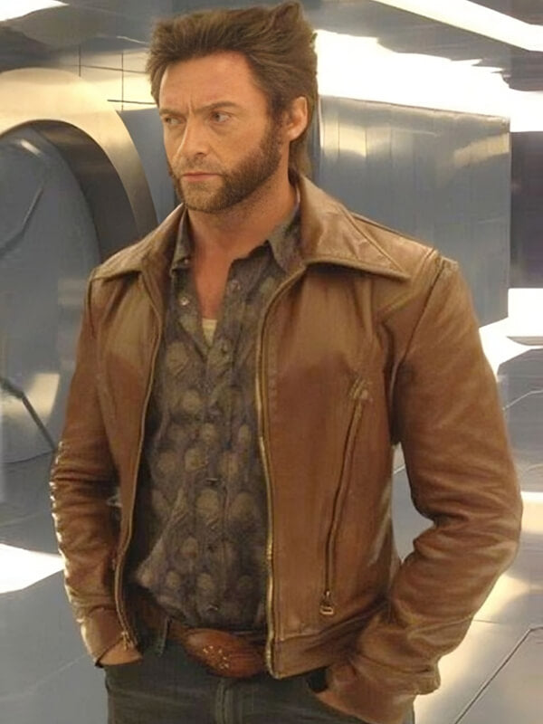 X Men Days of Future Past 2014 Hugh Jackman Brown Leather Jacket