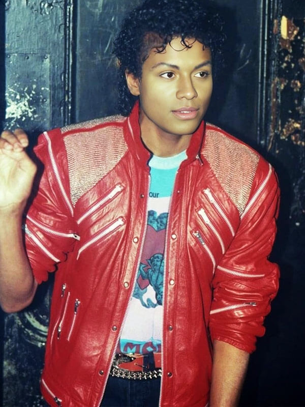 Jaafar Jackson Michael 2025 Red Leather Jacket