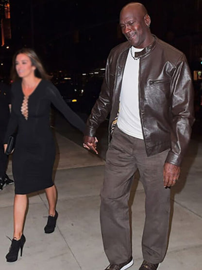 Michael Jordan Dark Brown Leather Jacket