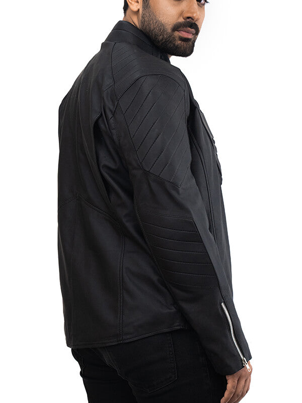 Mens Black Superman Quilted Leather Jacket