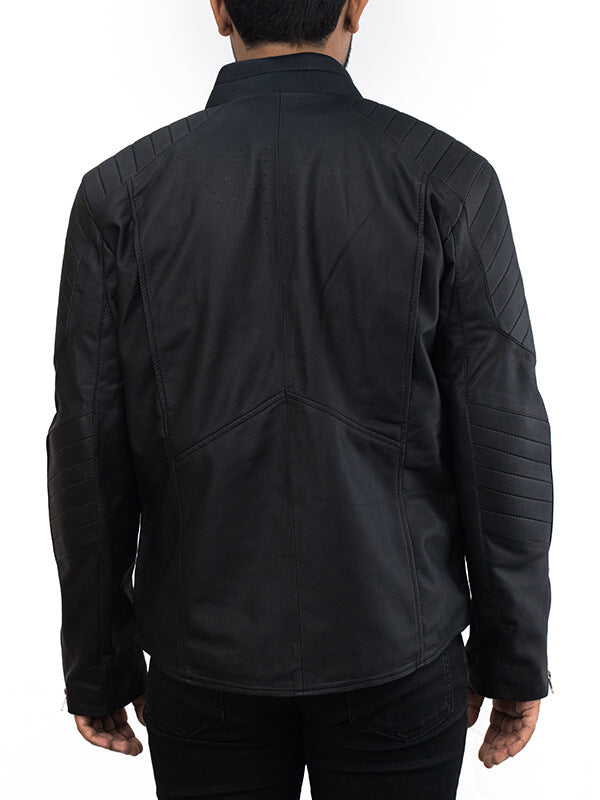 Mens Black Superman Quilted Leather Jacket